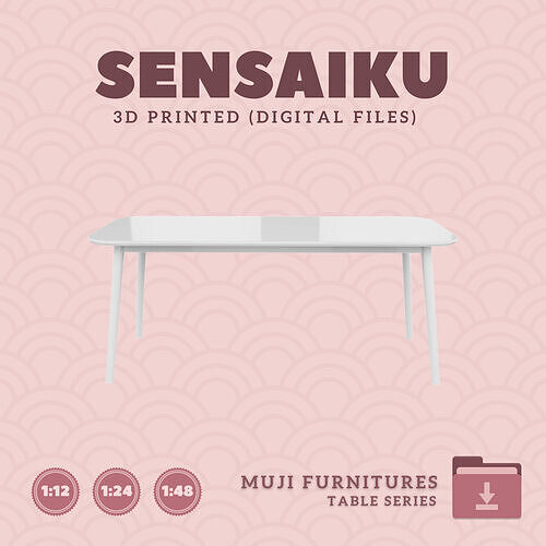 03 Muji Table with Round Legs 70 In for Dollhouse Muji 3D Print 3D print model