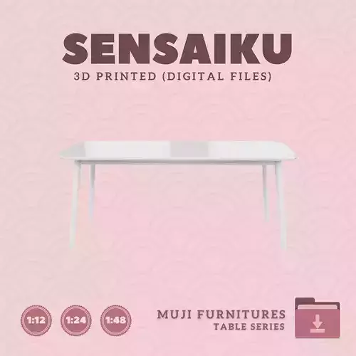 03 Muji Table with Round Legs 70 In for Dollhouse Muji 3D Print