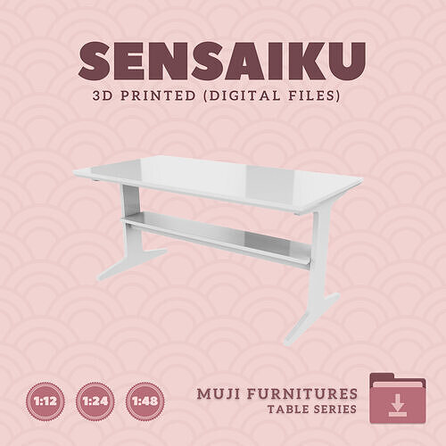 04 Living Dining Table 3 50 In for Dollhouse Muji 3D Print  3D print model