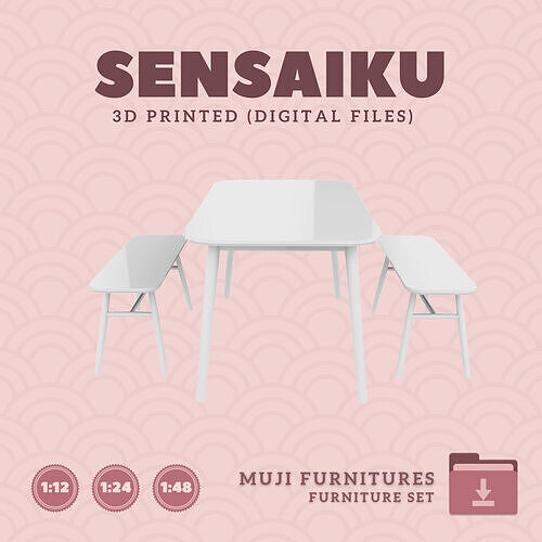 01 Muji Dining Table and Chair V1 for Dollhouse 3D Print 3D print model