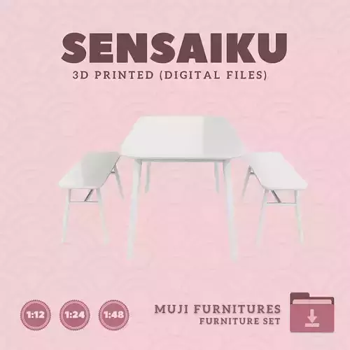 01 Muji Dining Table and Chair V1 for Dollhouse 3D Print 3D print model