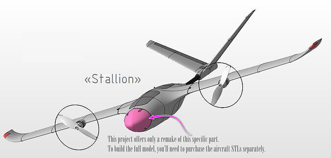 Nose Clean without cam hole - for Flyghtory Stallion 3D print model