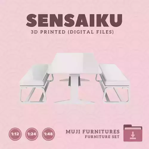 5 Table 60 In and Chair Set V5 for Dollhouse Muji 3D Print  3D print model