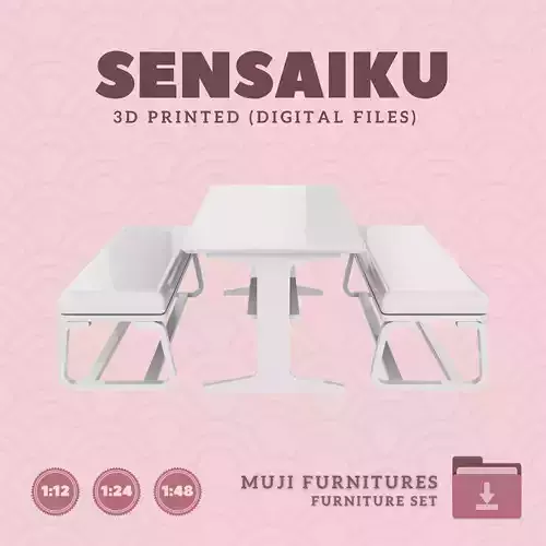 6 Muji Table 50 In and Chair Set V6 for Dollhouse 3D Print 3D print model