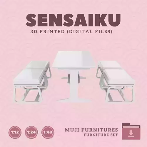 8 Muji Table 50 In and Chair Set V8 for Dollhouse Muji 3D Print 3D print model