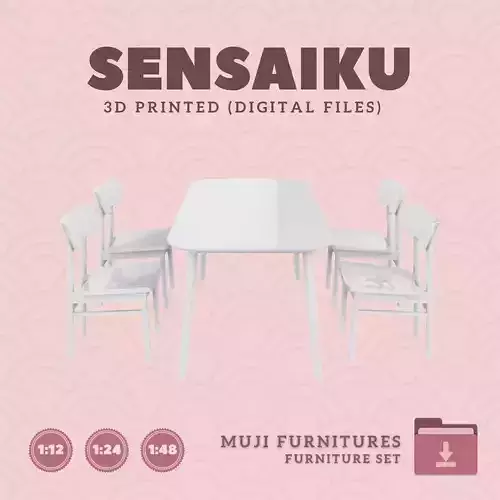 10 Table 60 In and Chair Set V10 for Dollhouse Muji 3D Print