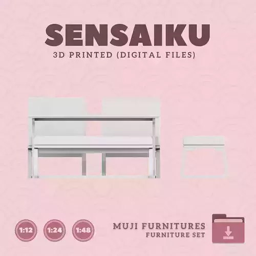 12 Table 60 In and Chair Set V12 for Dollhouse Muji 3D Print 3D print model