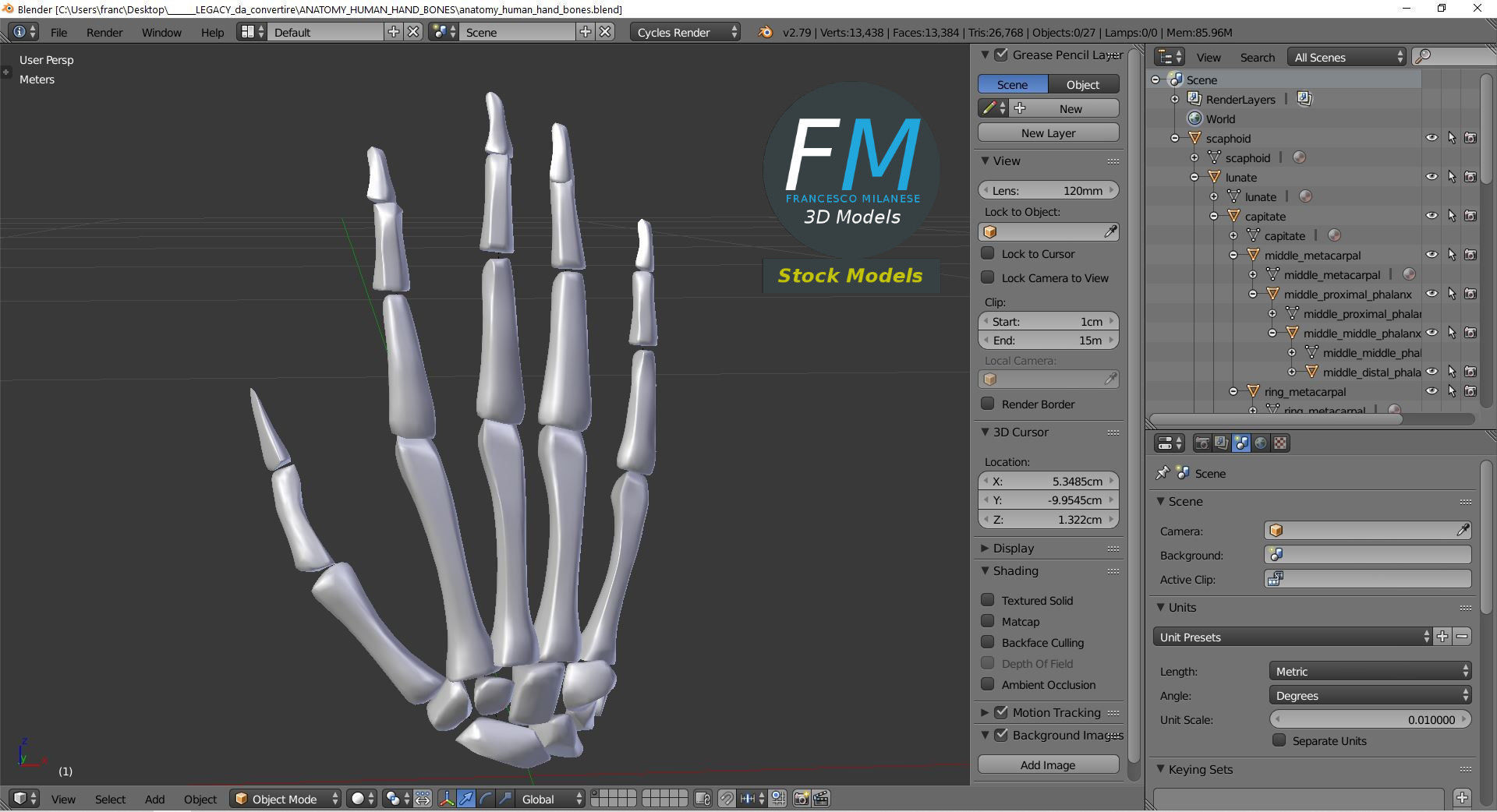 Anatomy - Human hand bones 3D model_9