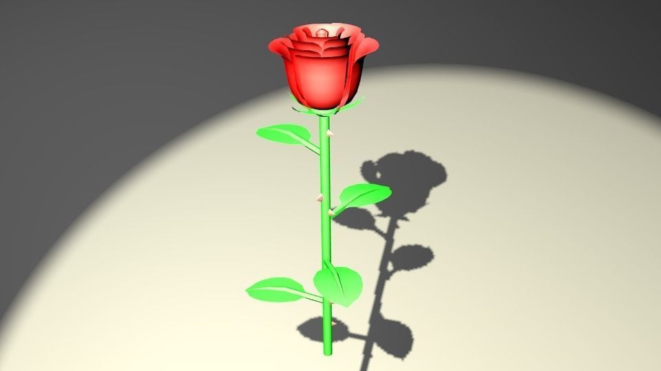 Red rose Low-poly 3D model_0