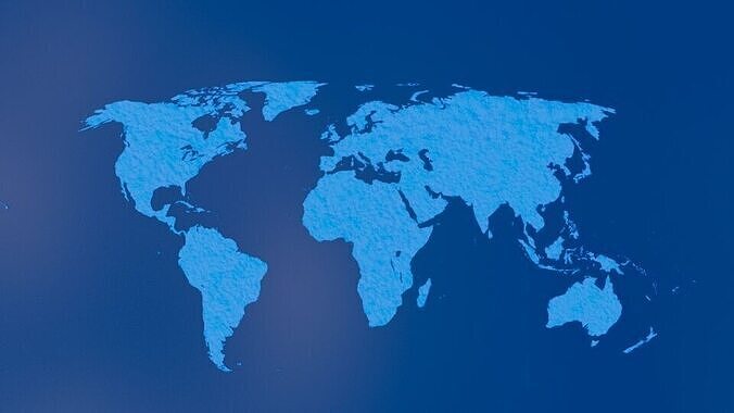 World Map Low-poly 3D model