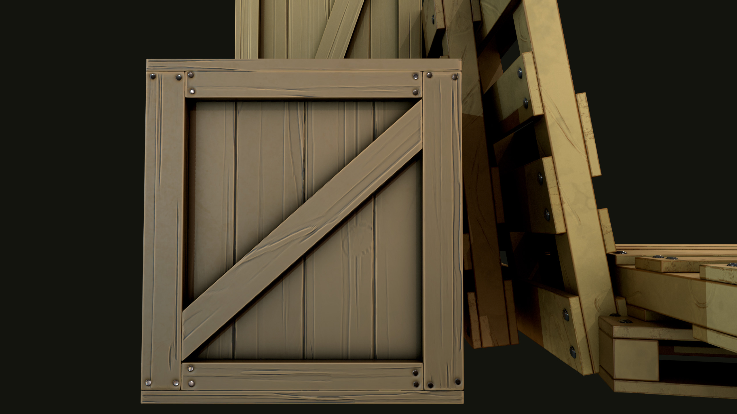 constrution wood set Low-poly 3D model_7