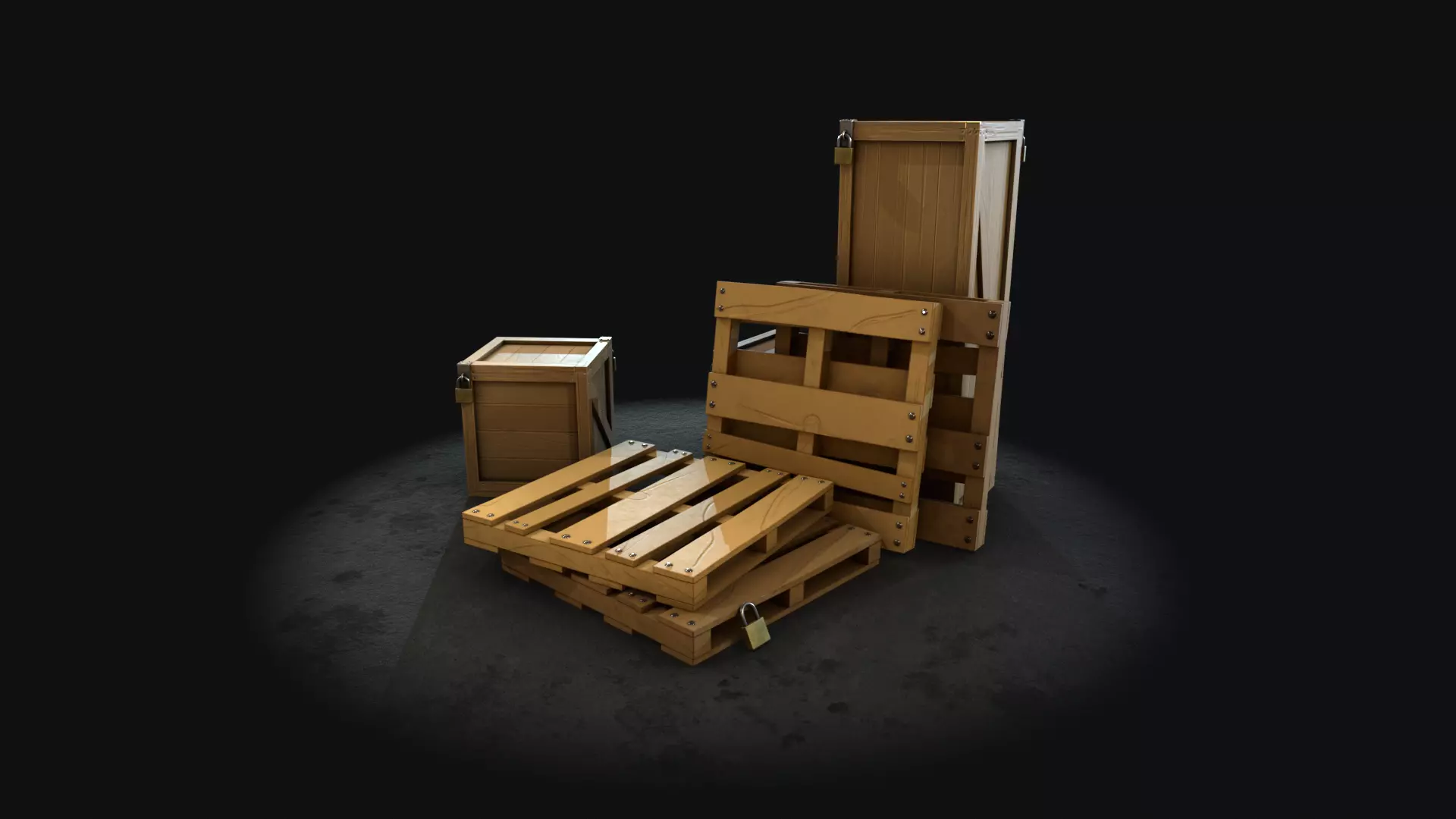 constrution wood set Low-poly 3D model_0