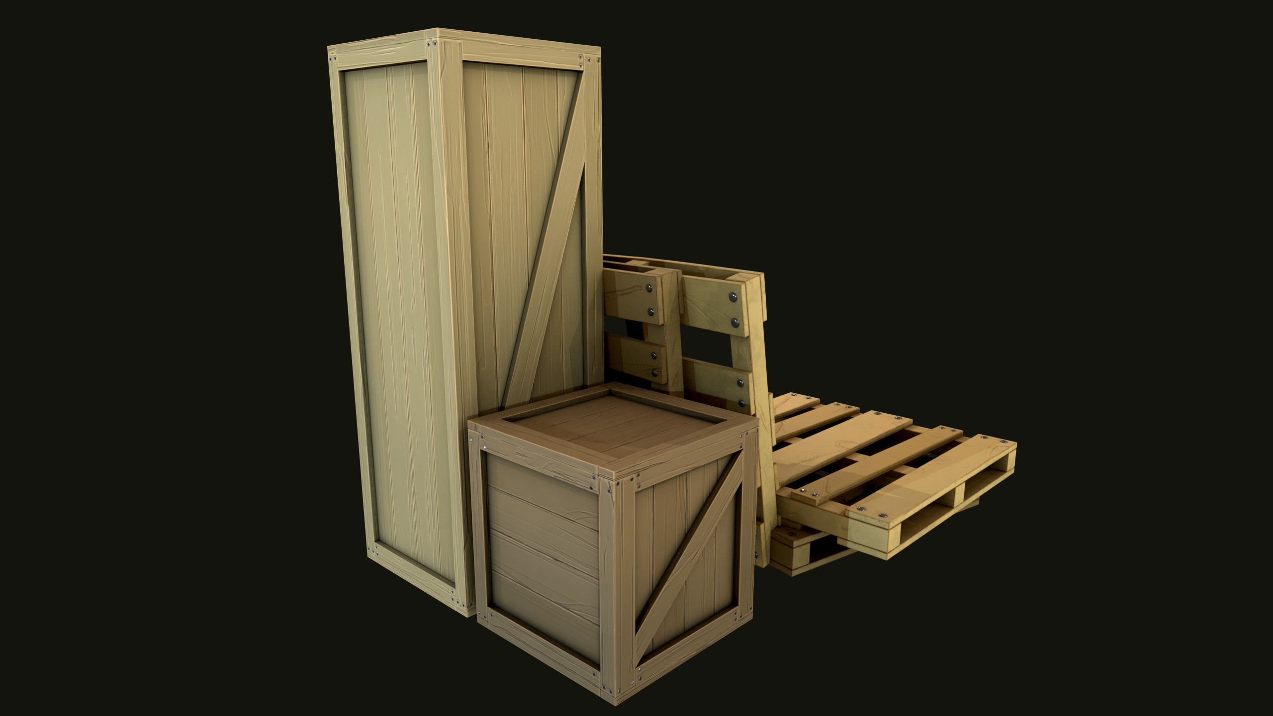 constrution wood set Low-poly 3D model_6