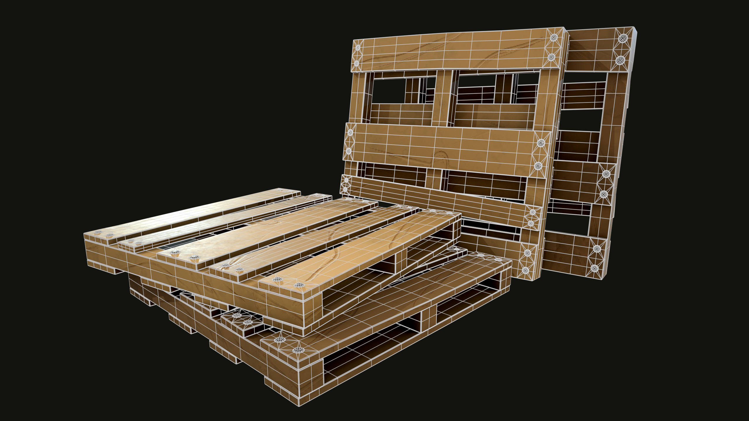 constrution wood set Low-poly 3D model_2