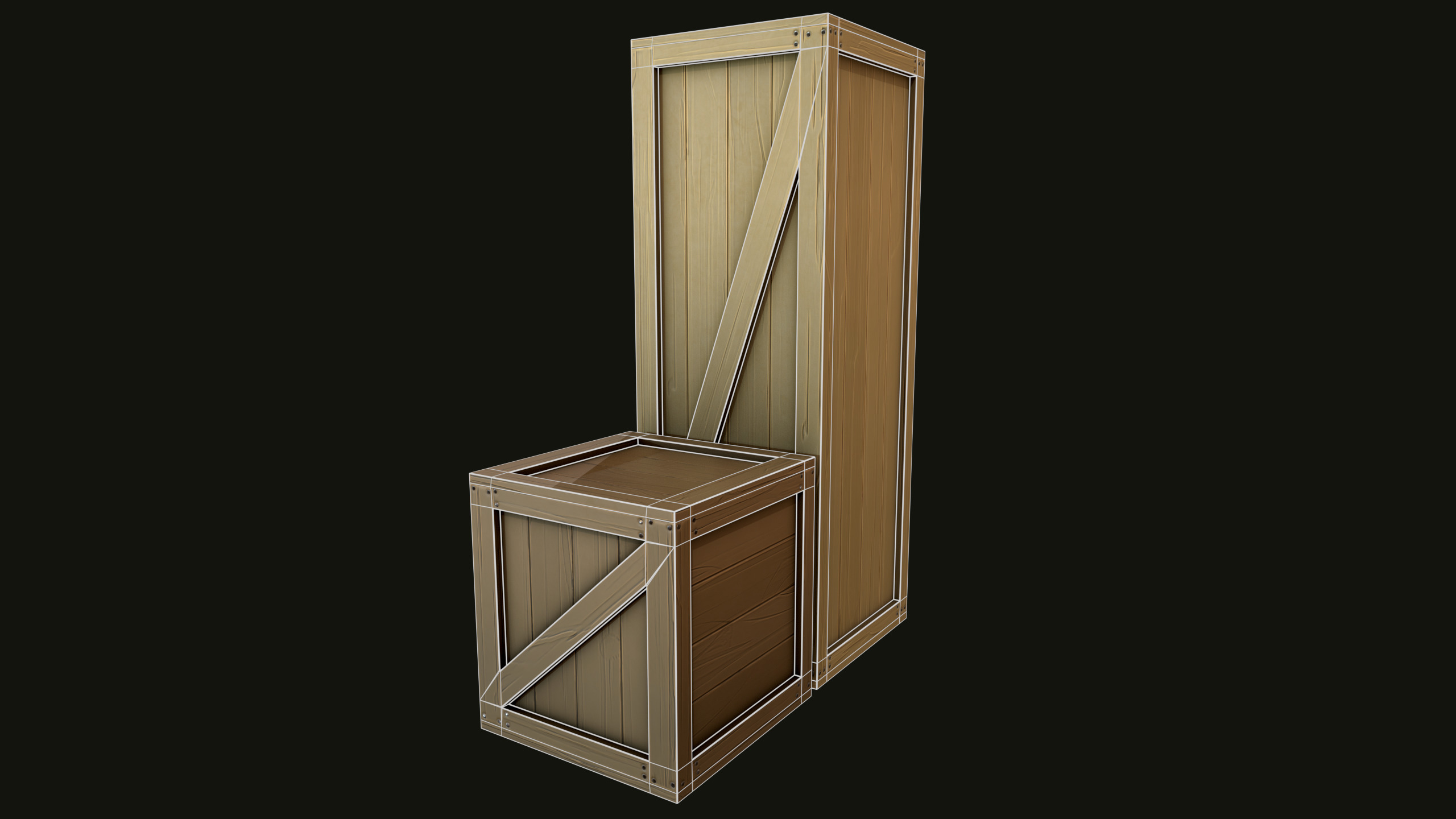 constrution wood set Low-poly 3D model_9