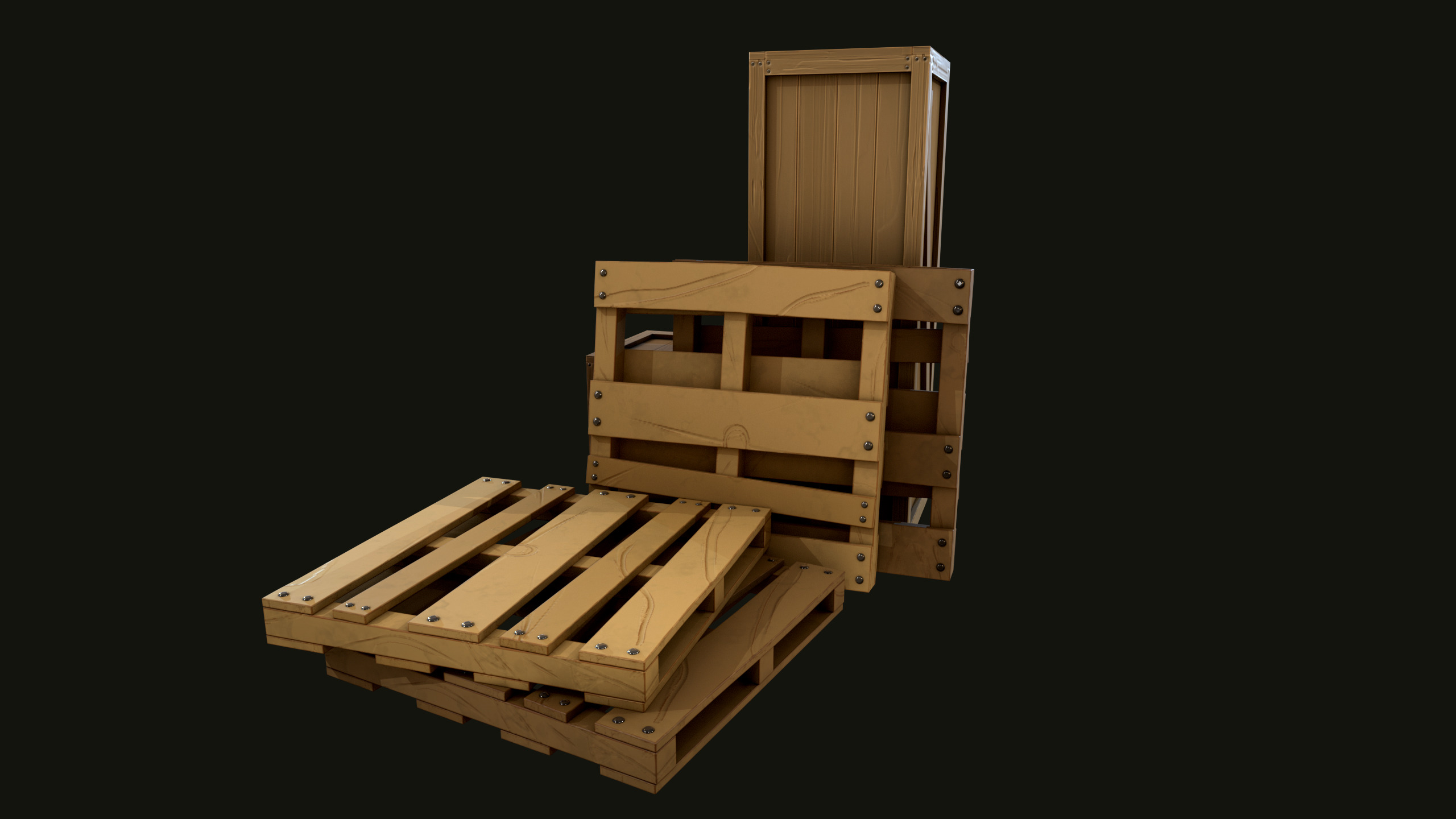 constrution wood set Low-poly 3D model_5