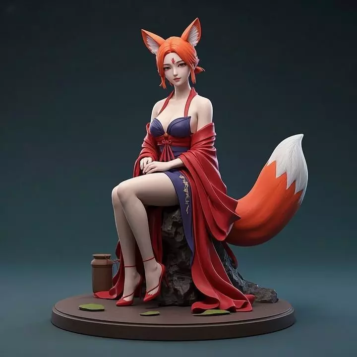 1179COLORFUL  Fox Spirit Woman in Pu Song Ling Style 3D print model_0