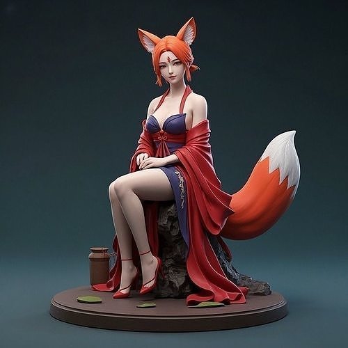 1179COLORFUL  Fox Spirit Woman in Pu Song Ling Style 3D print model