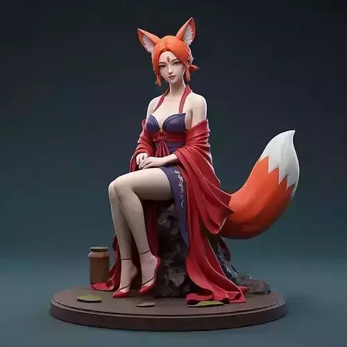 1179COLORFUL  Fox Spirit Woman in Pu Song Ling Style