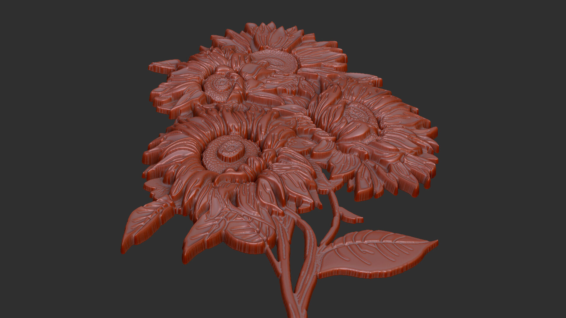 Sunflower cnc design floral organic petal 3D print model_2