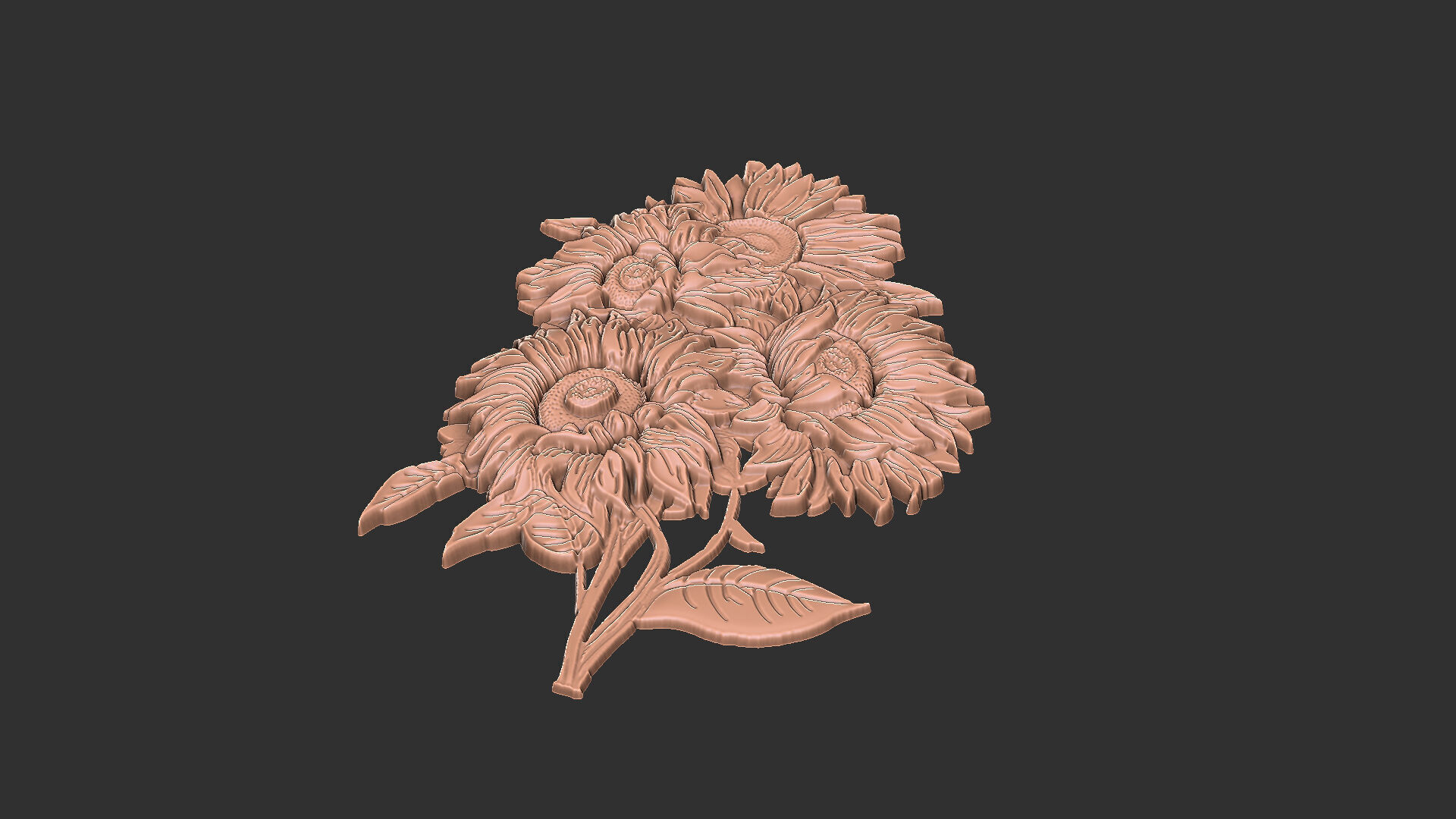 Sunflower cnc design floral organic petal 3D print model_3