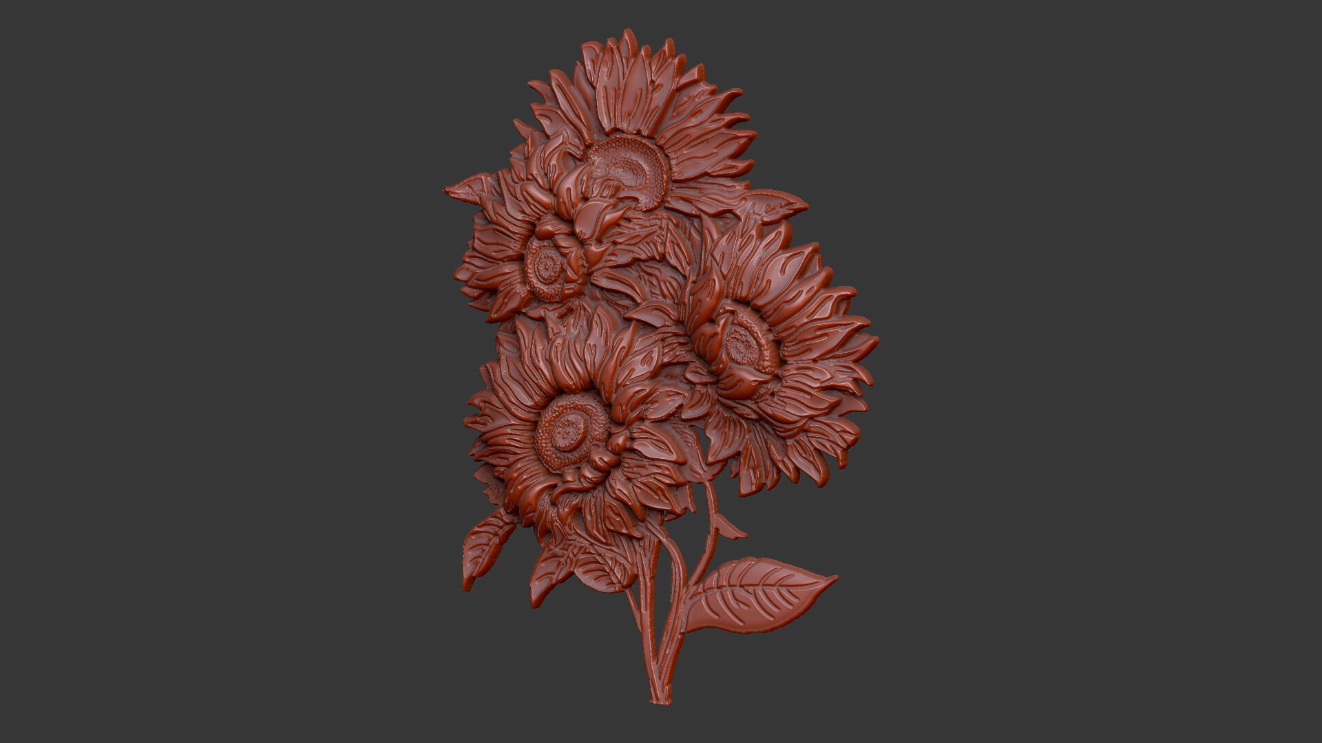 Sunflower cnc design floral organic petal 3D print model_1