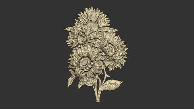 Sunflower cnc design floral organic petal 3D print model
