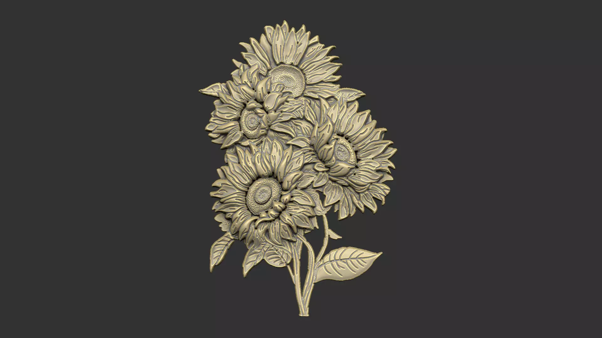 Sunflower cnc design floral organic petal 3D print model_0