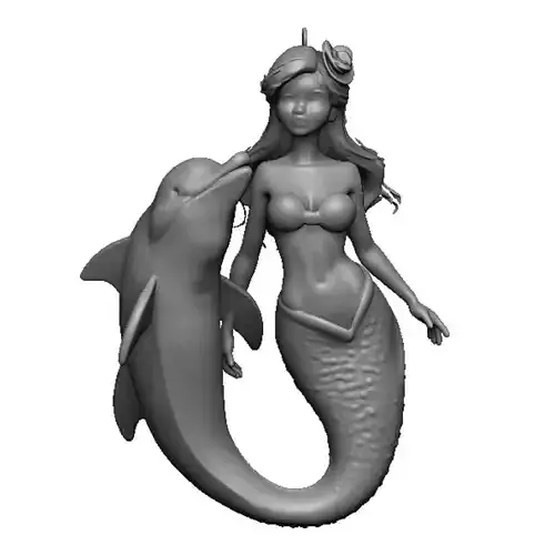 mermaid and dolphin pendant