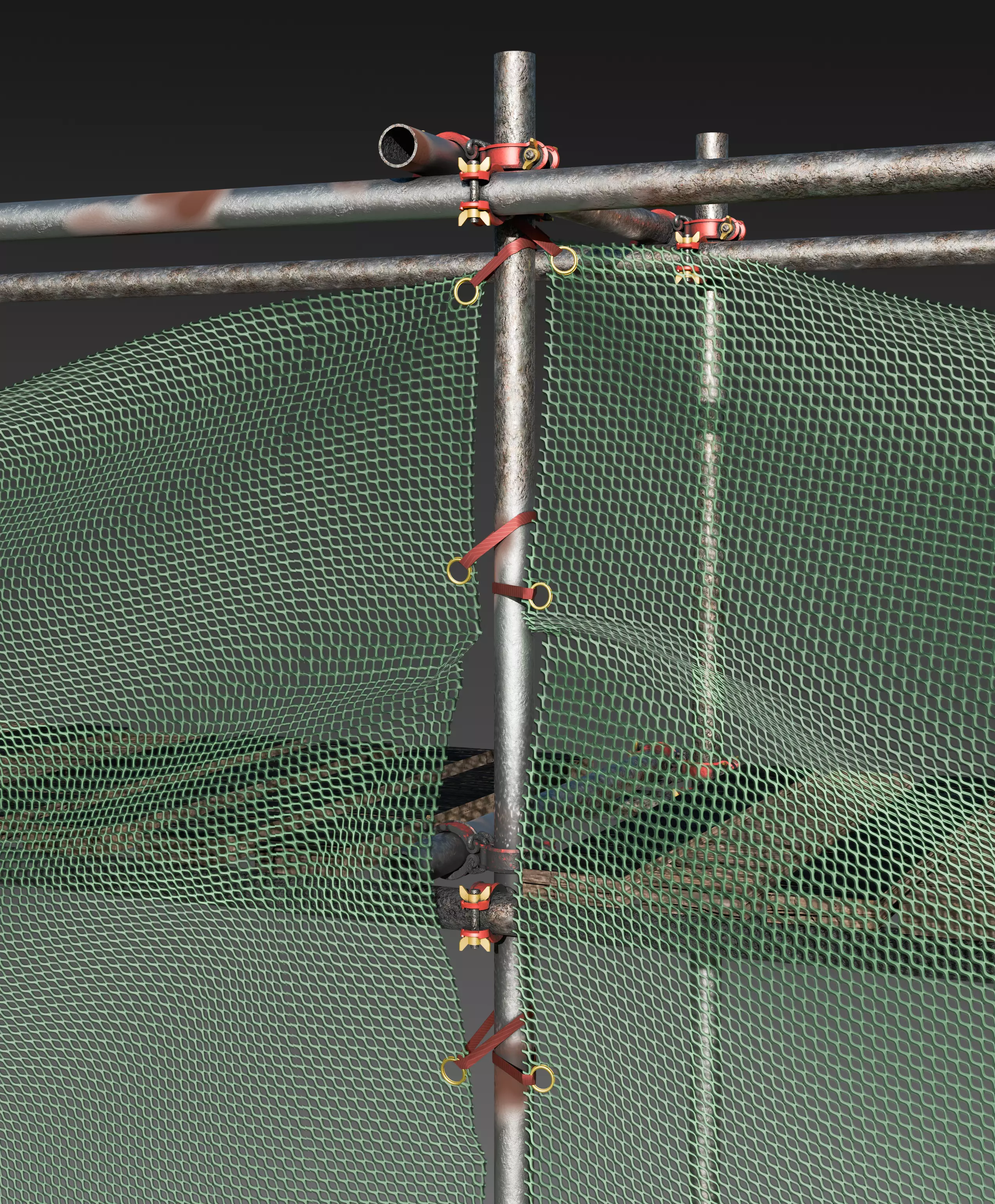 Convenience Store with Scaffolding 3D model_9