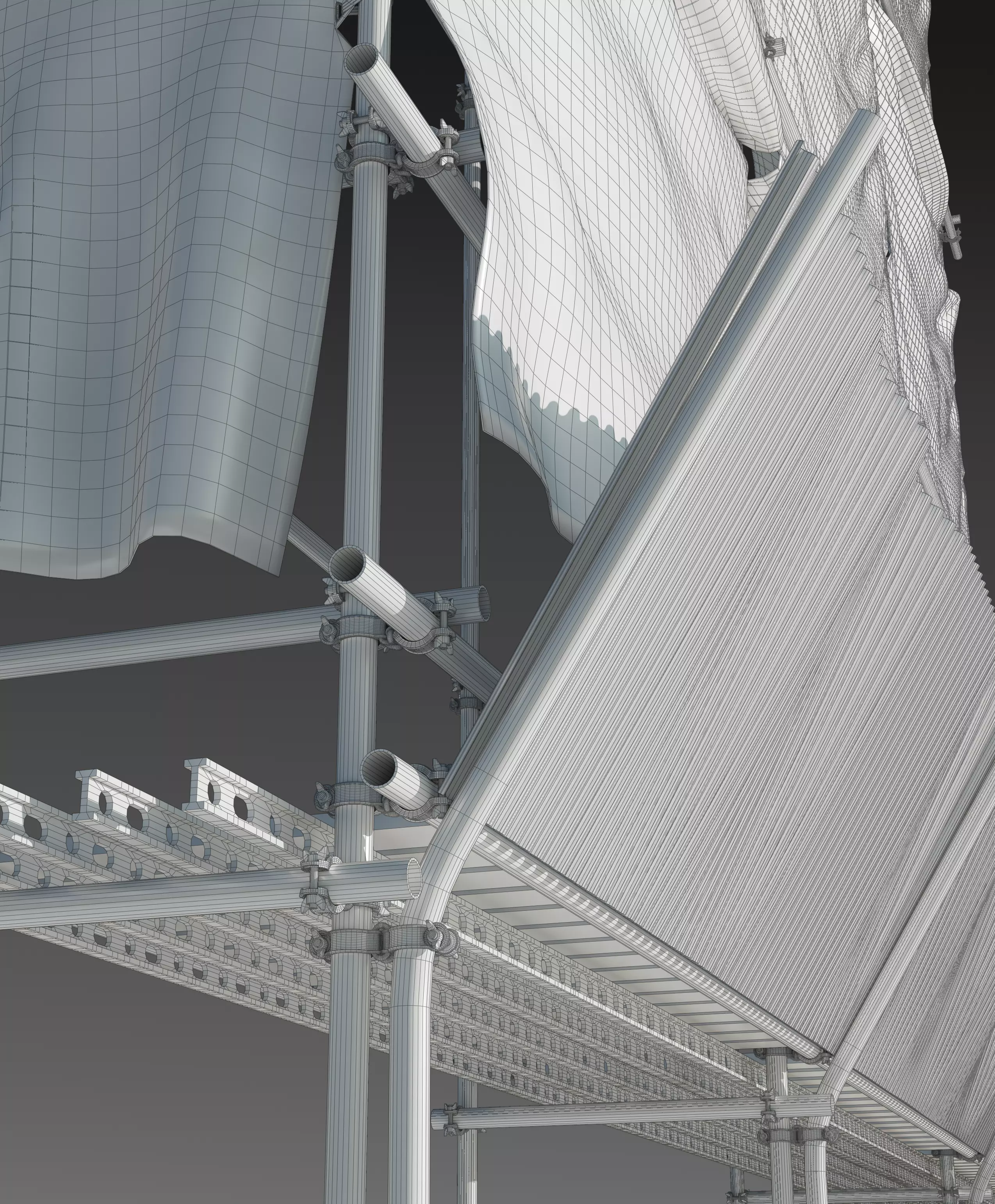 Convenience Store with Scaffolding 3D model_6