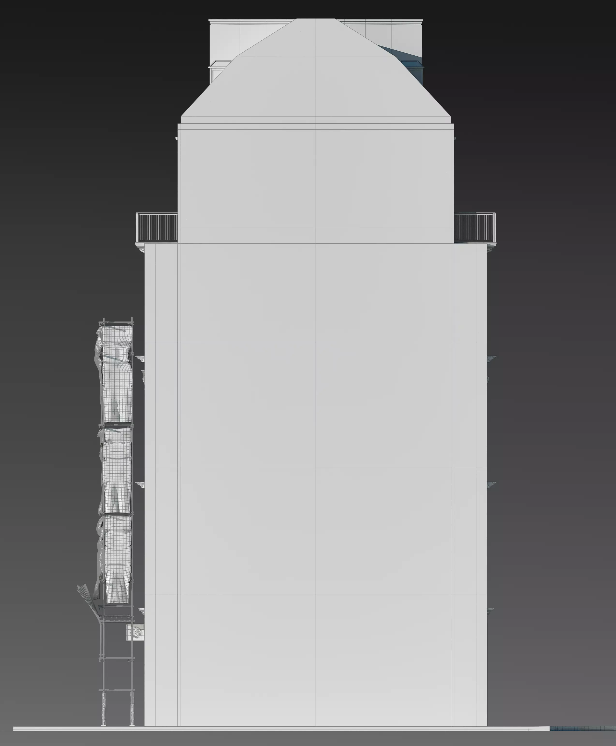 Convenience Store with Scaffolding 3D model_24