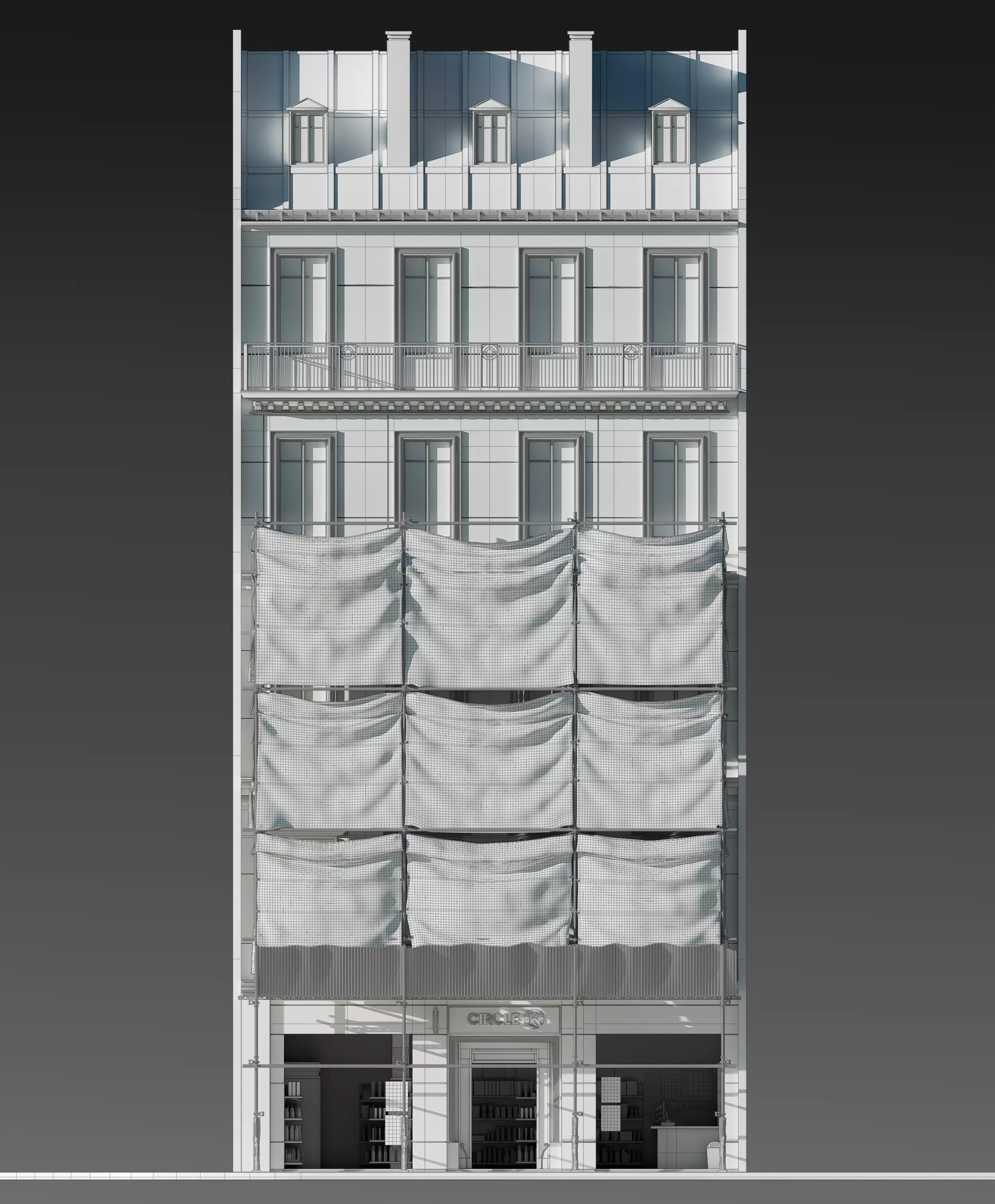 Convenience Store with Scaffolding 3D model_20