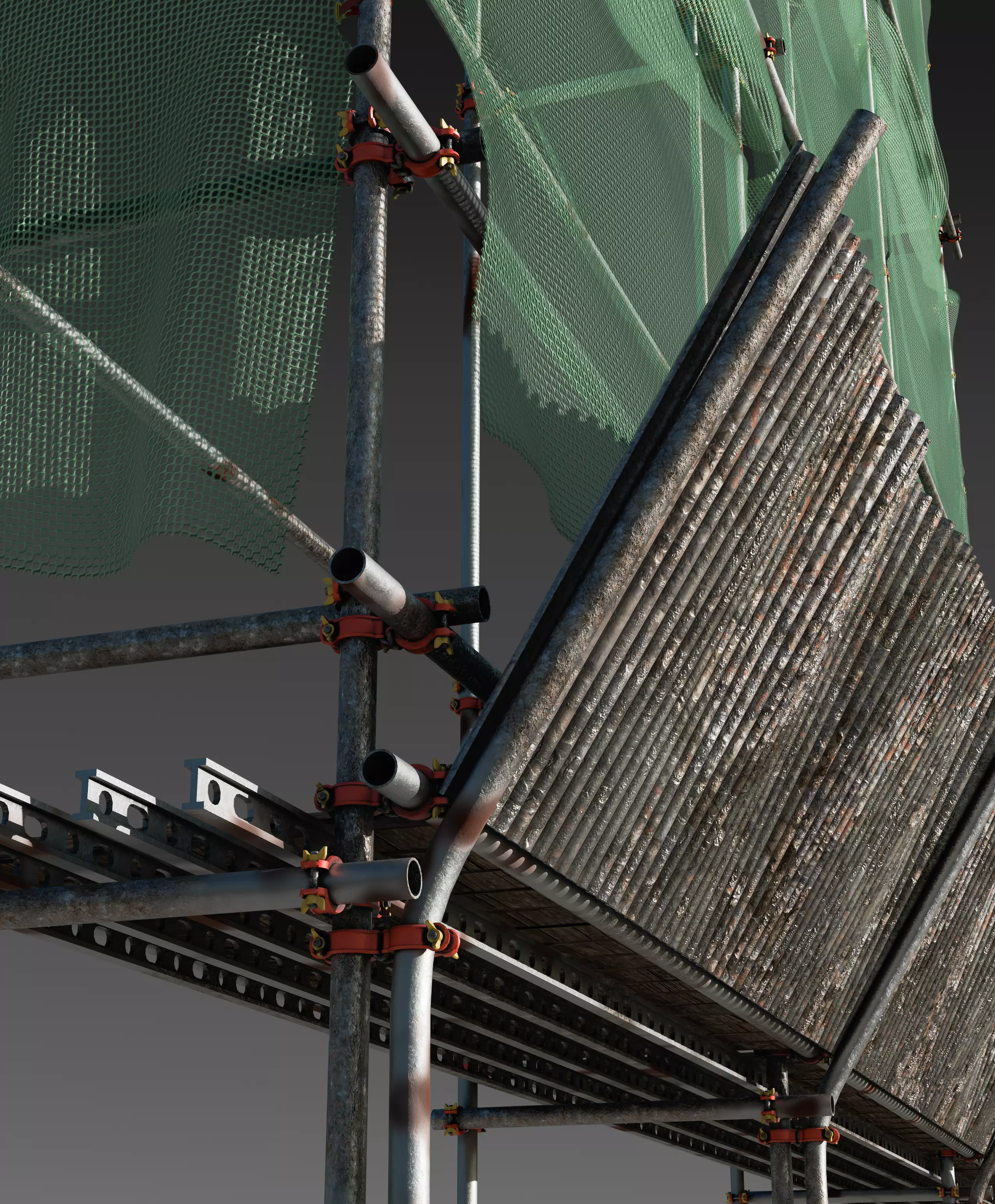 Convenience Store with Scaffolding 3D model_5