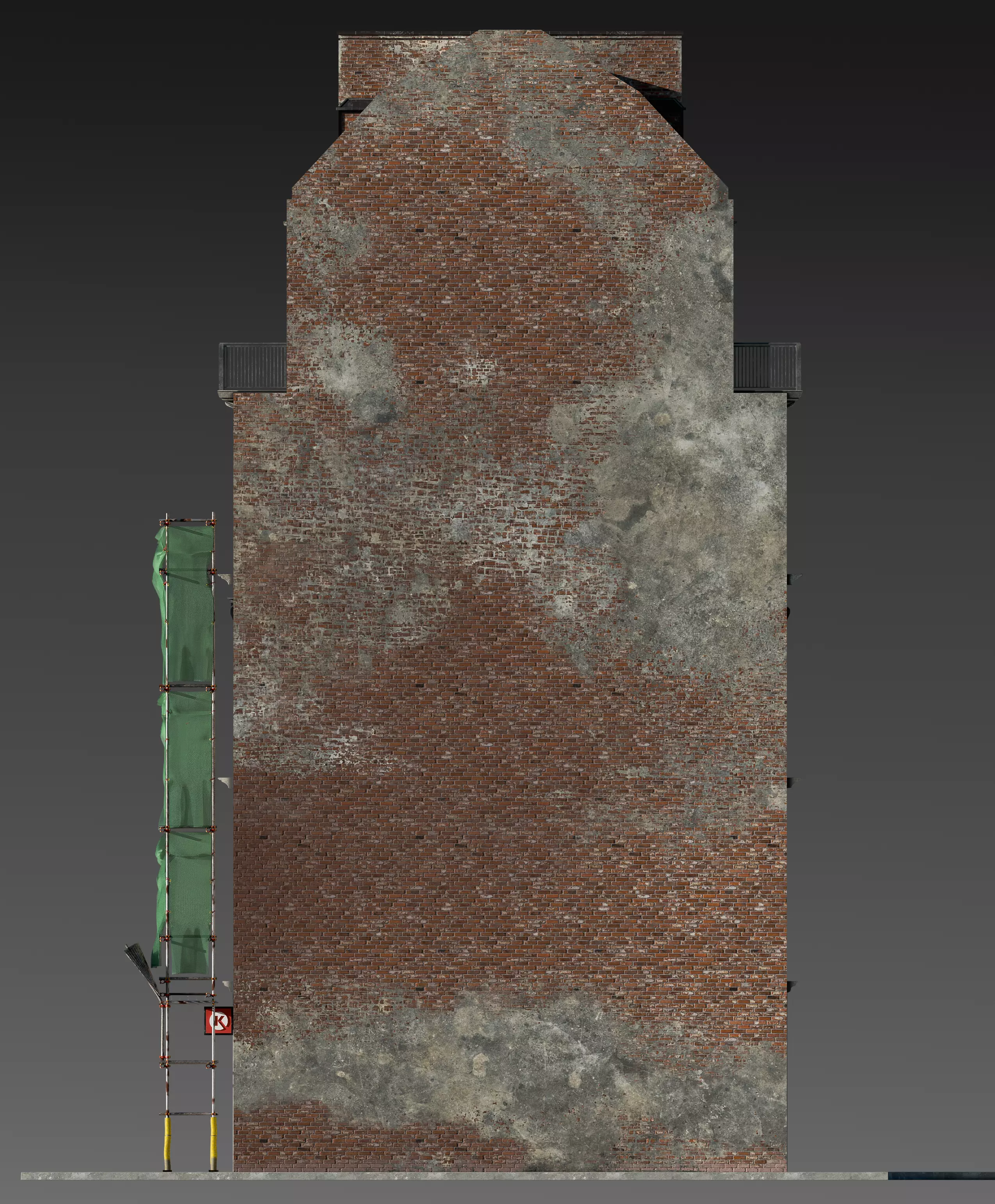 Convenience Store with Scaffolding 3D model_23