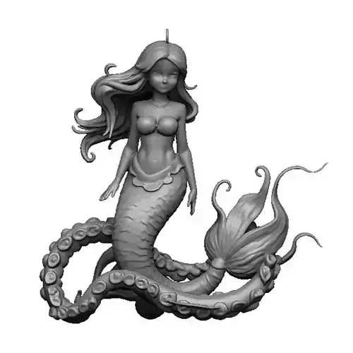 mermaid and octopus pendant