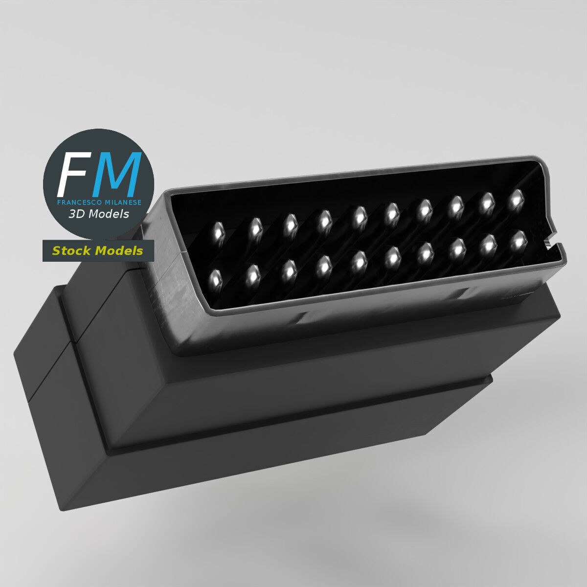 SCART RCA adapter 3D model_5