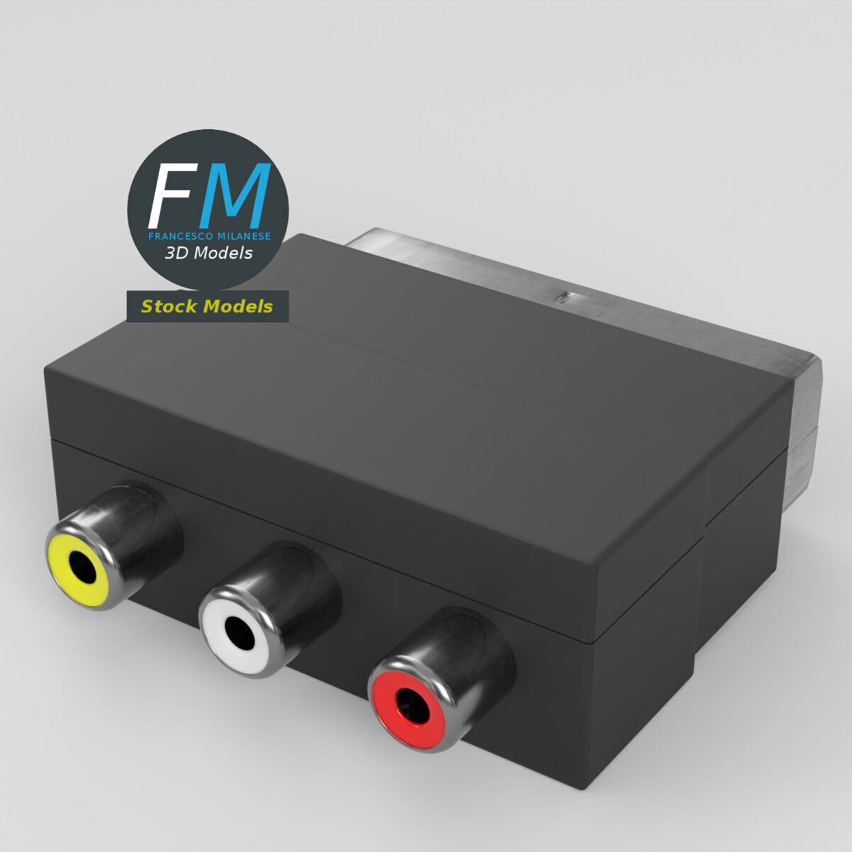 SCART RCA adapter 3D model_2