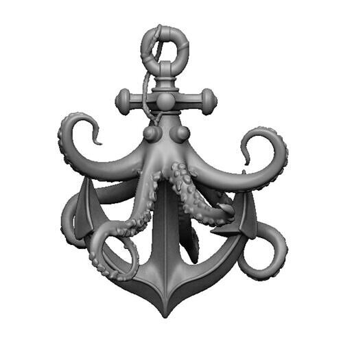 octopus and anchor pendant 3D print model