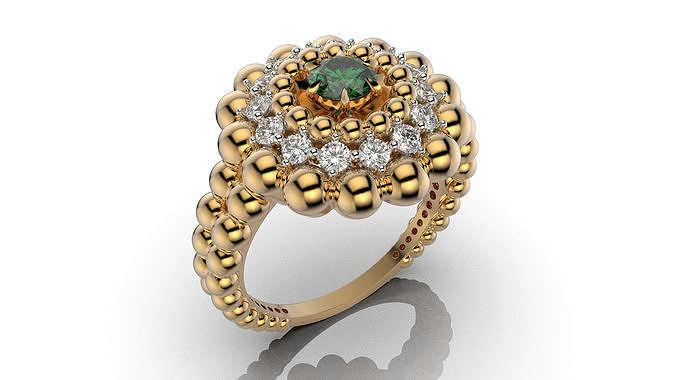 Diamond jewelry ring Coloured Classic all sizes R60 3D print model