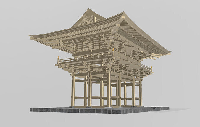 the Great Gate Daimon of Chohoji Temple Low-poly 3D model