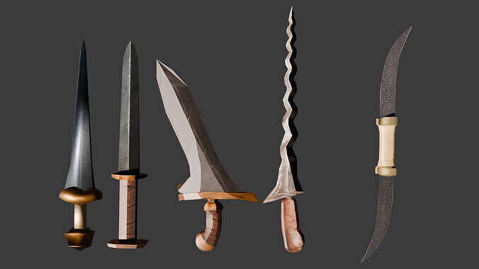 Exotic Daggers Set Low-poly 3D model