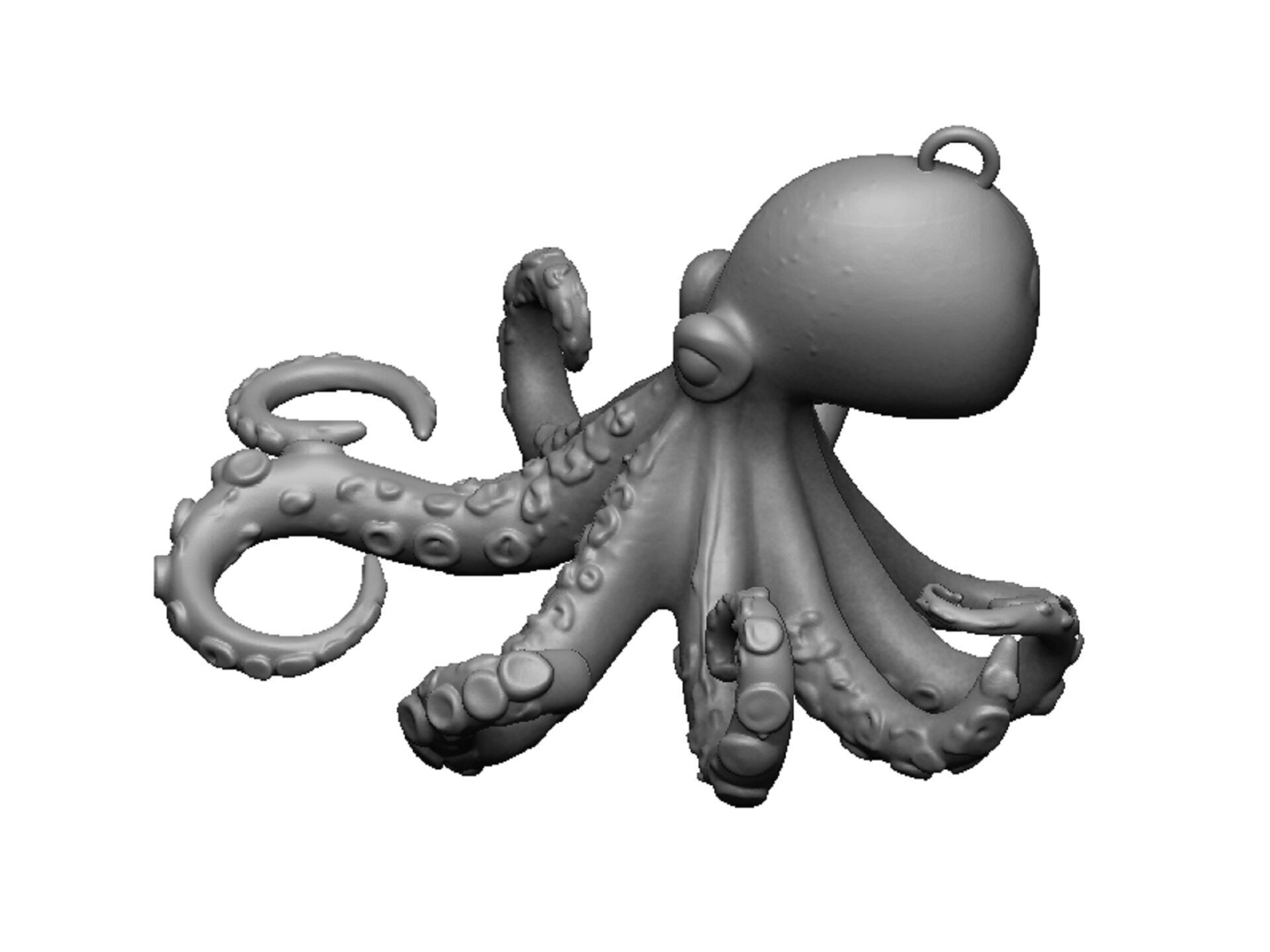 octopus pendant 3D print model_3