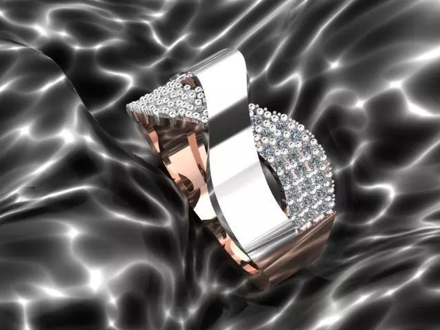 Ring rose gold with diamonds 3D print model_0
