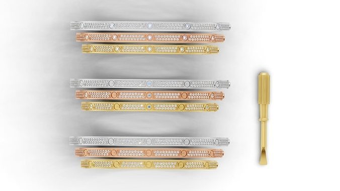 Cartier LOVE Bracelet Small Model Paved Original Sizes 3D print model