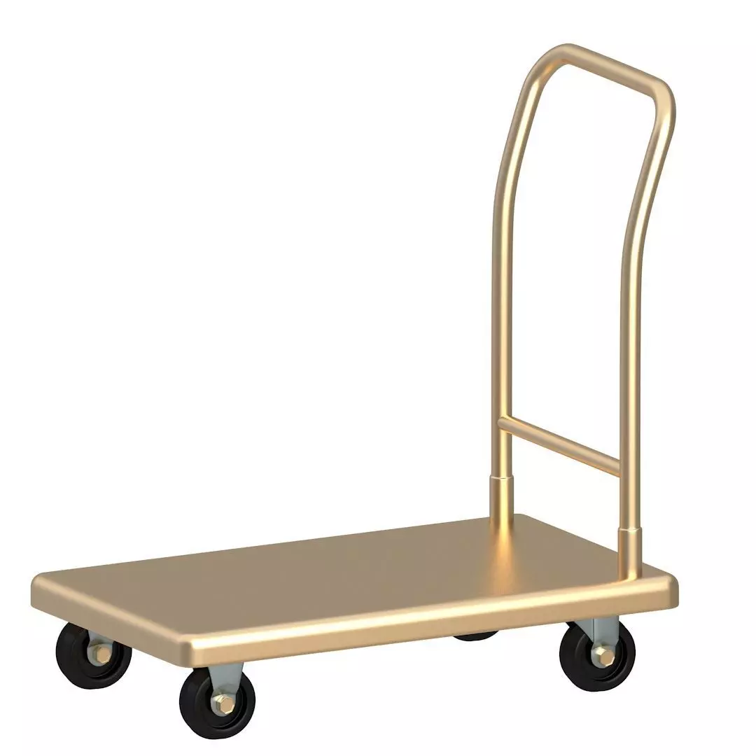 Flat Bed Self Assembly Gold Platform Trolley 3D model_0