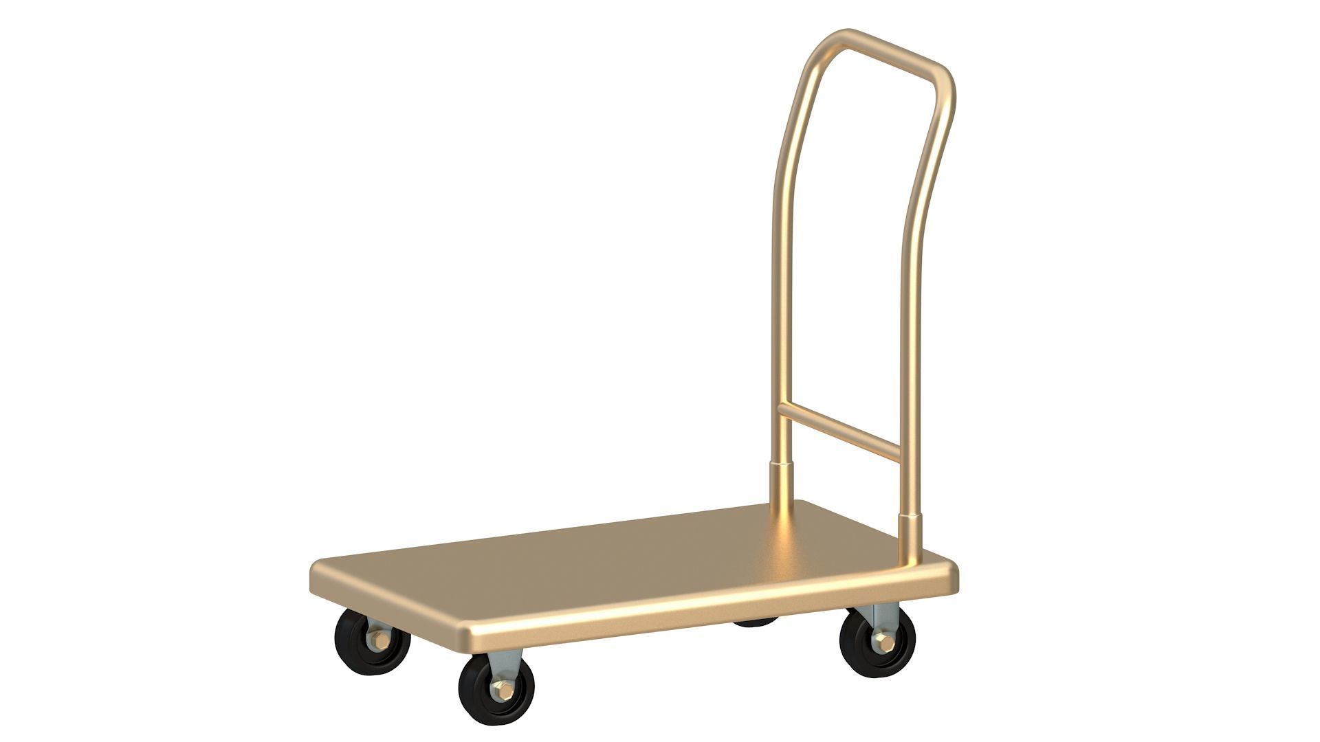 Flat Bed Self Assembly Gold Platform Trolley 3D model_1