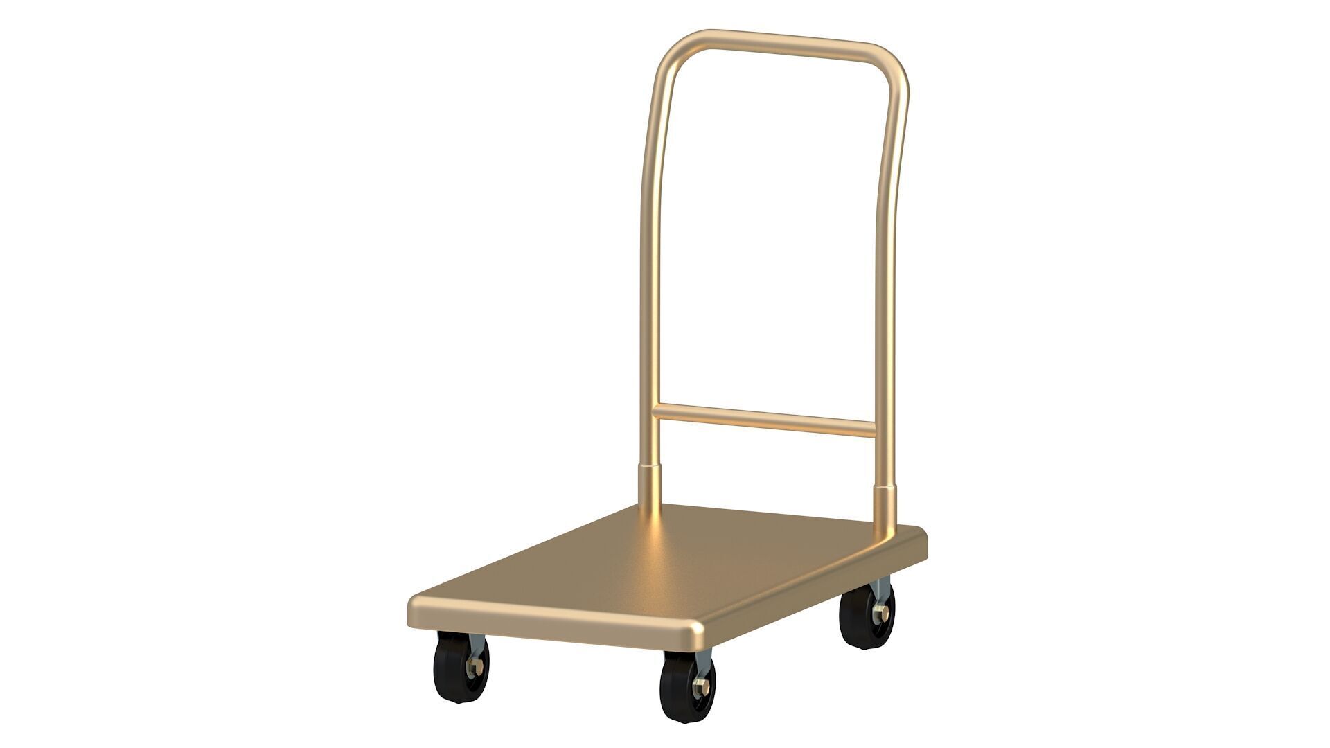 Flat Bed Self Assembly Gold Platform Trolley 3D model_2
