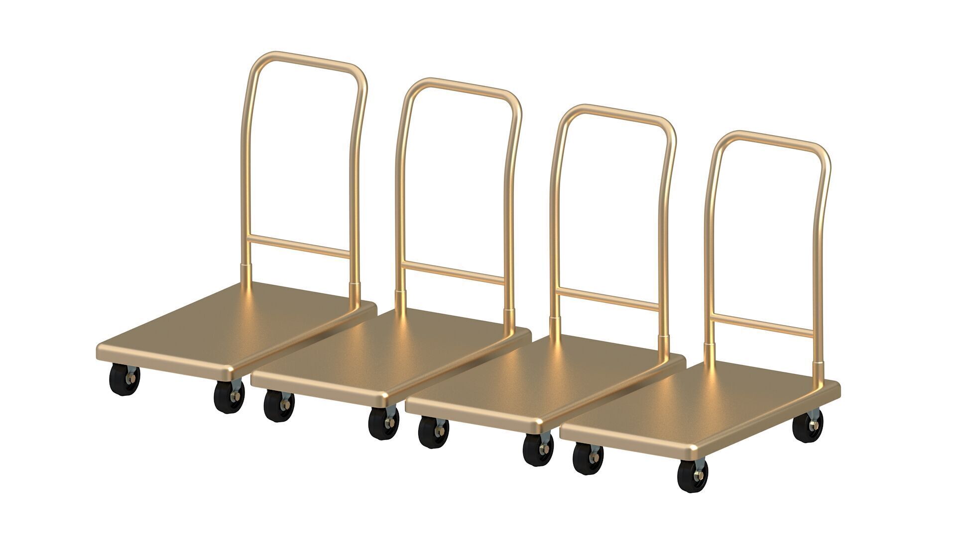 Flat Bed Self Assembly Gold Platform Trolley 3D model_5
