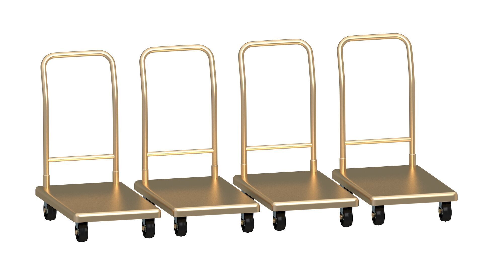 Flat Bed Self Assembly Gold Platform Trolley 3D model_6